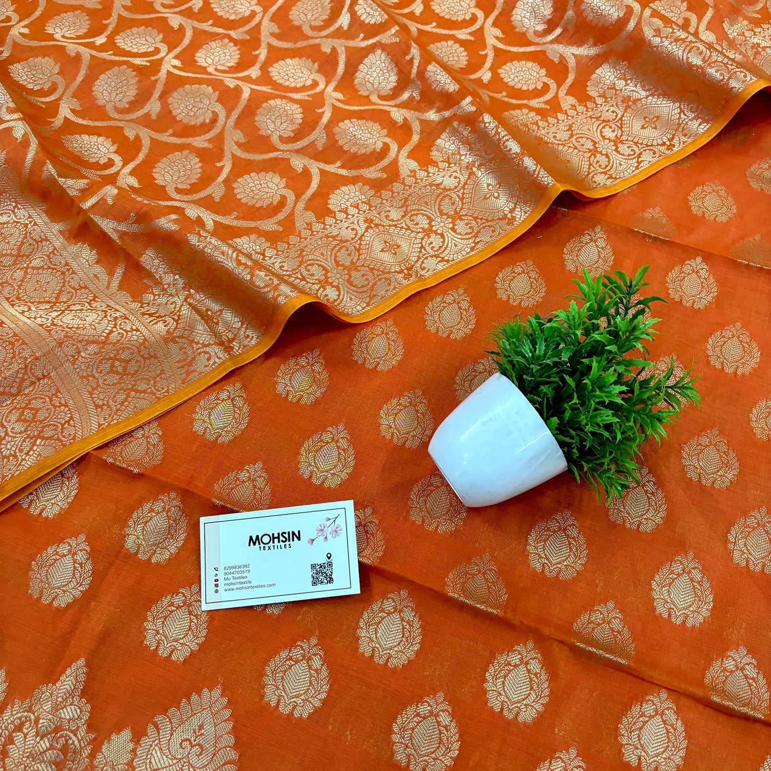 Orange Uggi Dhan Buti Banarasi Silk Suit