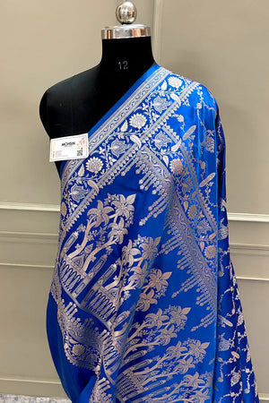 Royal Blue Masakali Katan Silk Banarasi Saree