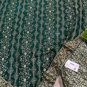 Bottle Green Stone Work Kimkhab Silk Banarasi Gharara