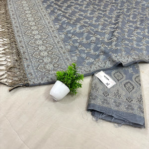 Grey Mogambo Jaal Cotton Silk Banarasi Suit