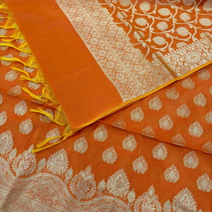Orange Uggi Dhan Buti Banarasi Silk Suit