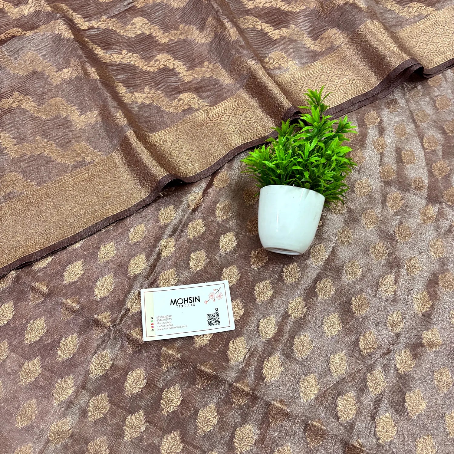 Rust Pairahan Tissue Silk Banarasi Suit