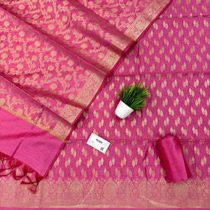 Light Pink Golden Zari Banarasi Silk Suit