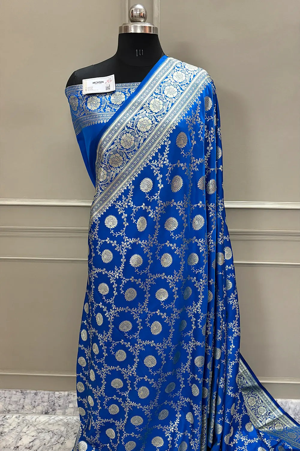 Firozi Pankhuri Jaal Katan Silk Banarasi Saree