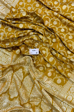 Mustard Murmuri Jaal Katan Silk Banarasi Saree
