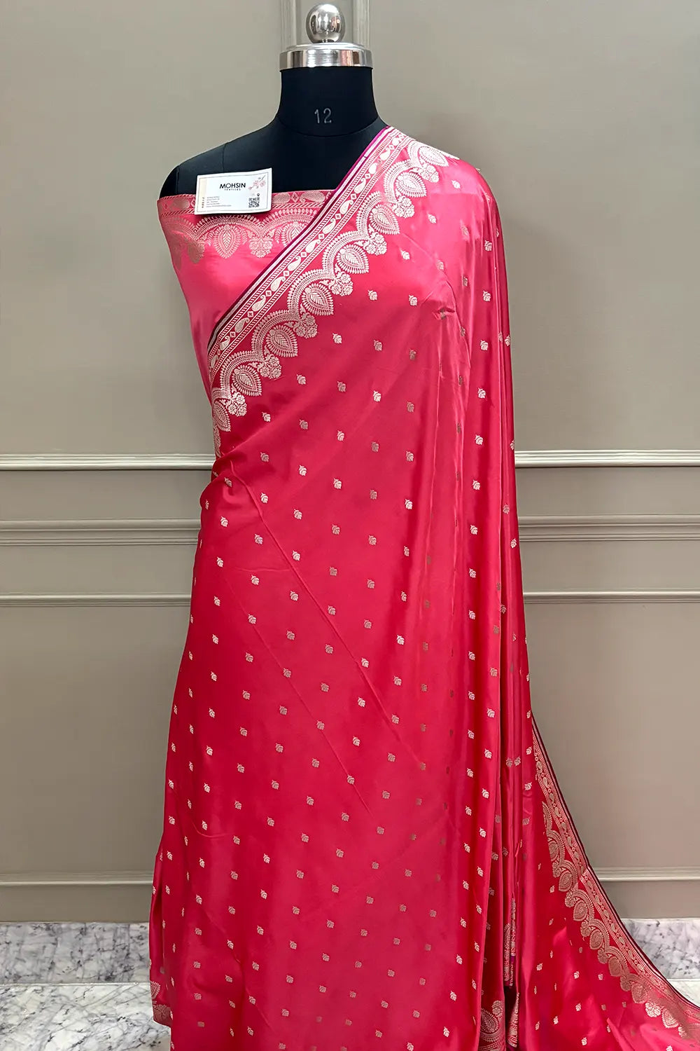 Peach Jadi Buti Katan Silk Banarasi Saree