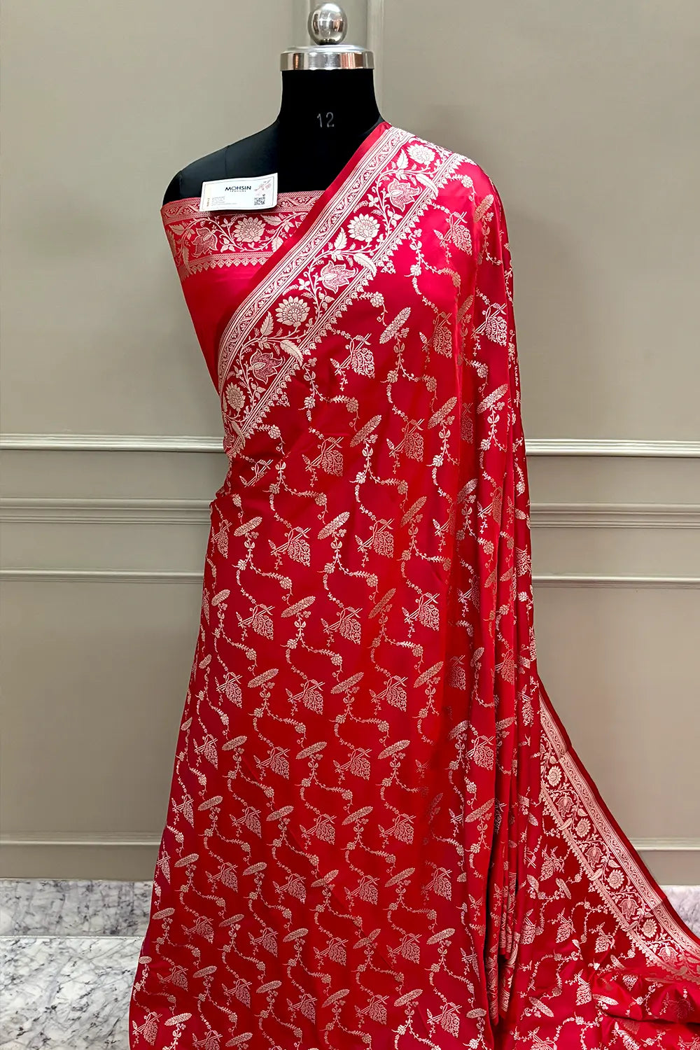 Red Masakali Katan Silk Banarasi Saree