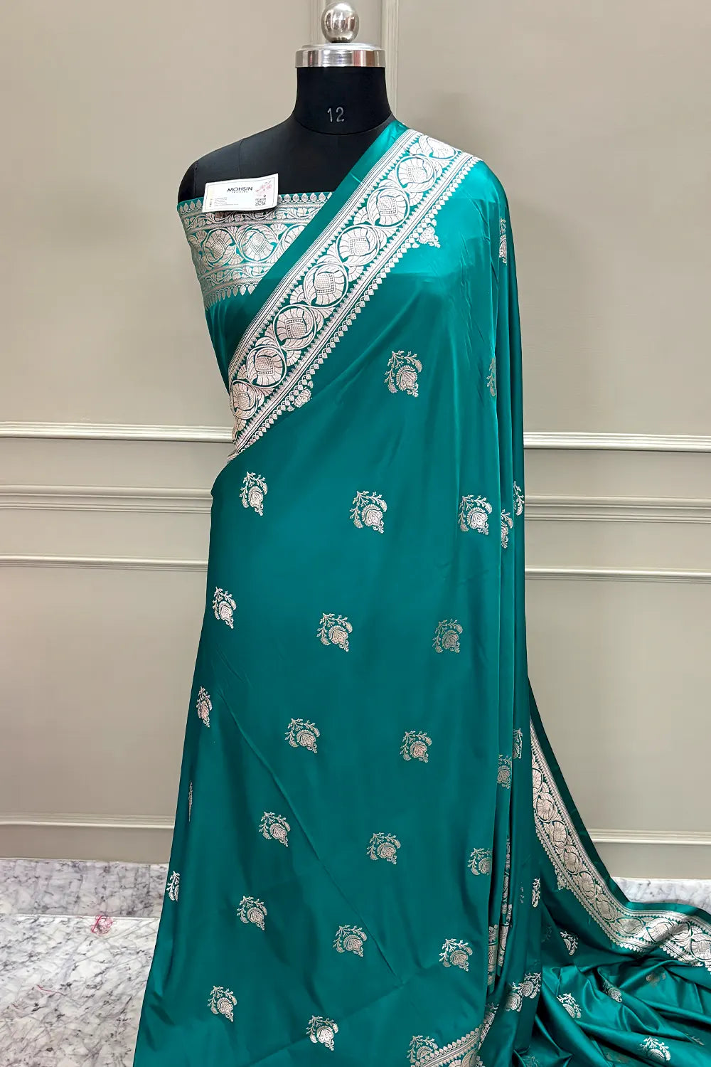 Teal Kohinoor Buti Katan Silk Banarasi Saree