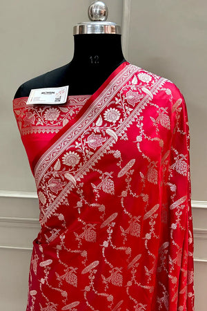 Red Masakali Katan Silk Banarasi Saree