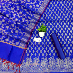 Royal Blue Holika Satin Silk Banarasi Suit