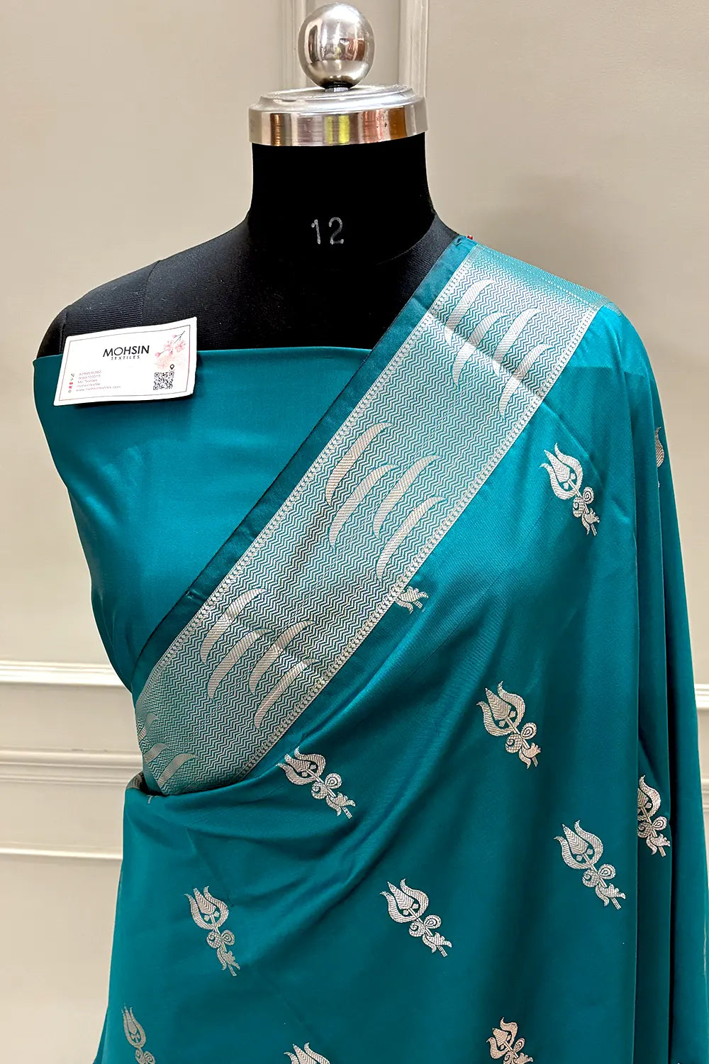 Teal Kalyug Satin Silk Banarasi Saree