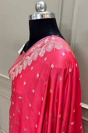 Peach Jadi Buti Katan Silk Banarasi Saree