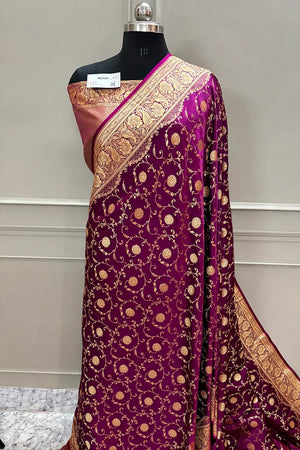 Purple Murerwa Daal Katan Silk Banarasi Saree