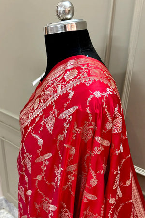 Red Masakali Katan Silk Banarasi Saree