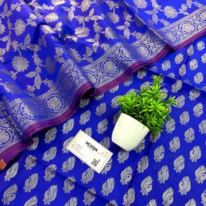 Royal Blue Holika Satin Silk Banarasi Suit