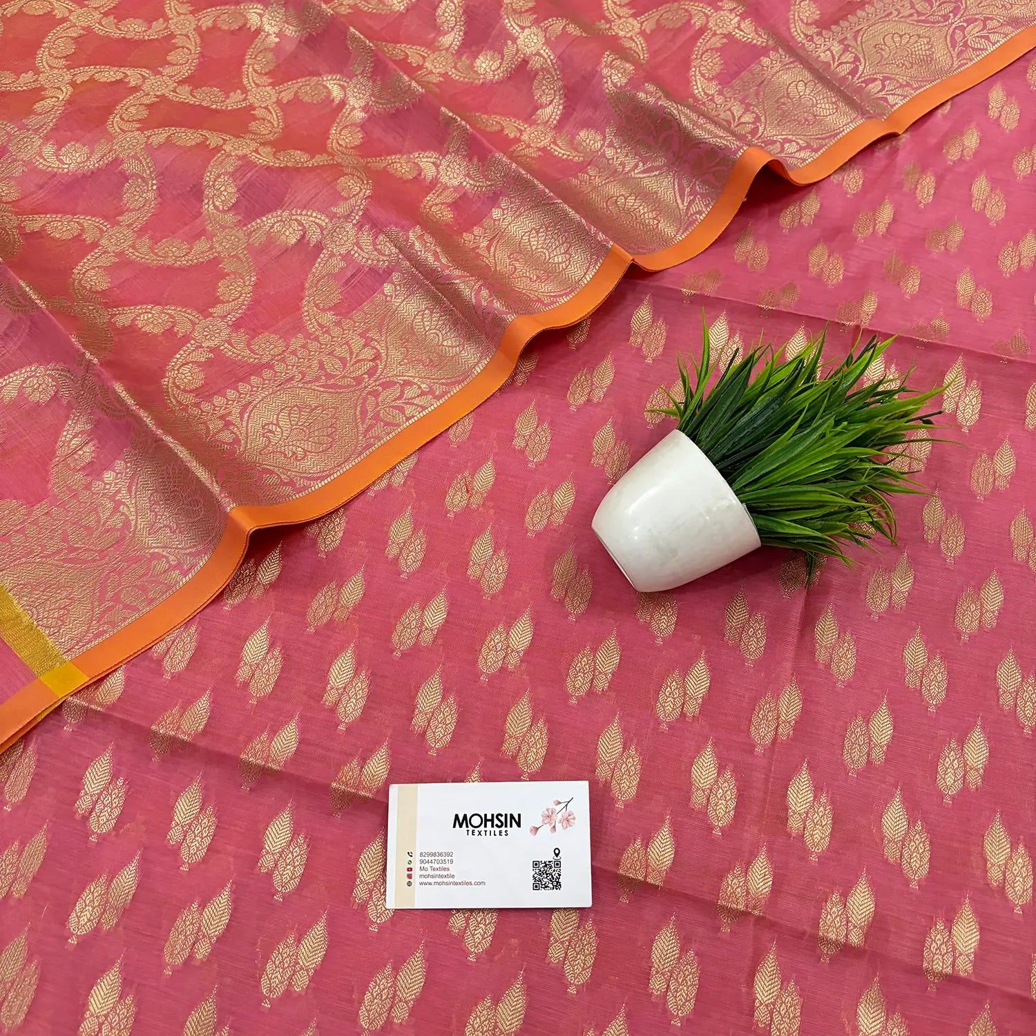 Baby Pink Golden Zari Resham Silk Banarasi Suit