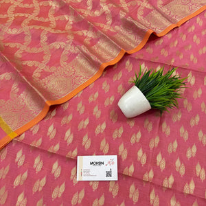 Baby Pink Golden Zari Resham Silk Banarasi Suit