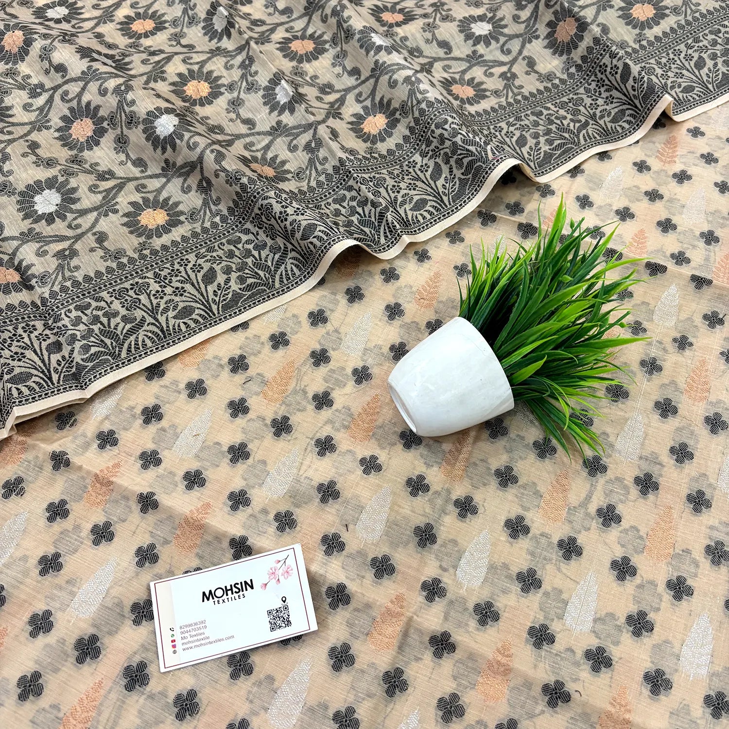 Beige Resham Zari Banarasi Silk Suit