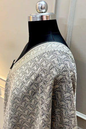 Beige Resham Zari Silk Banarasi Stole