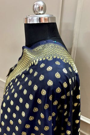 Black Golden Zari Katan Silk Banarasi Dupatta