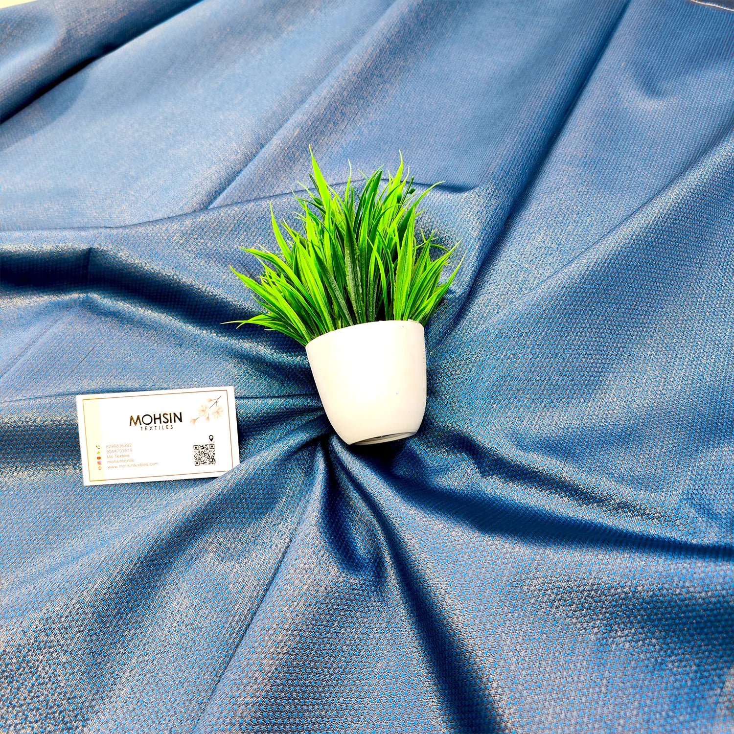 Firozi Brocade Satin Silk Banarasi Fabric