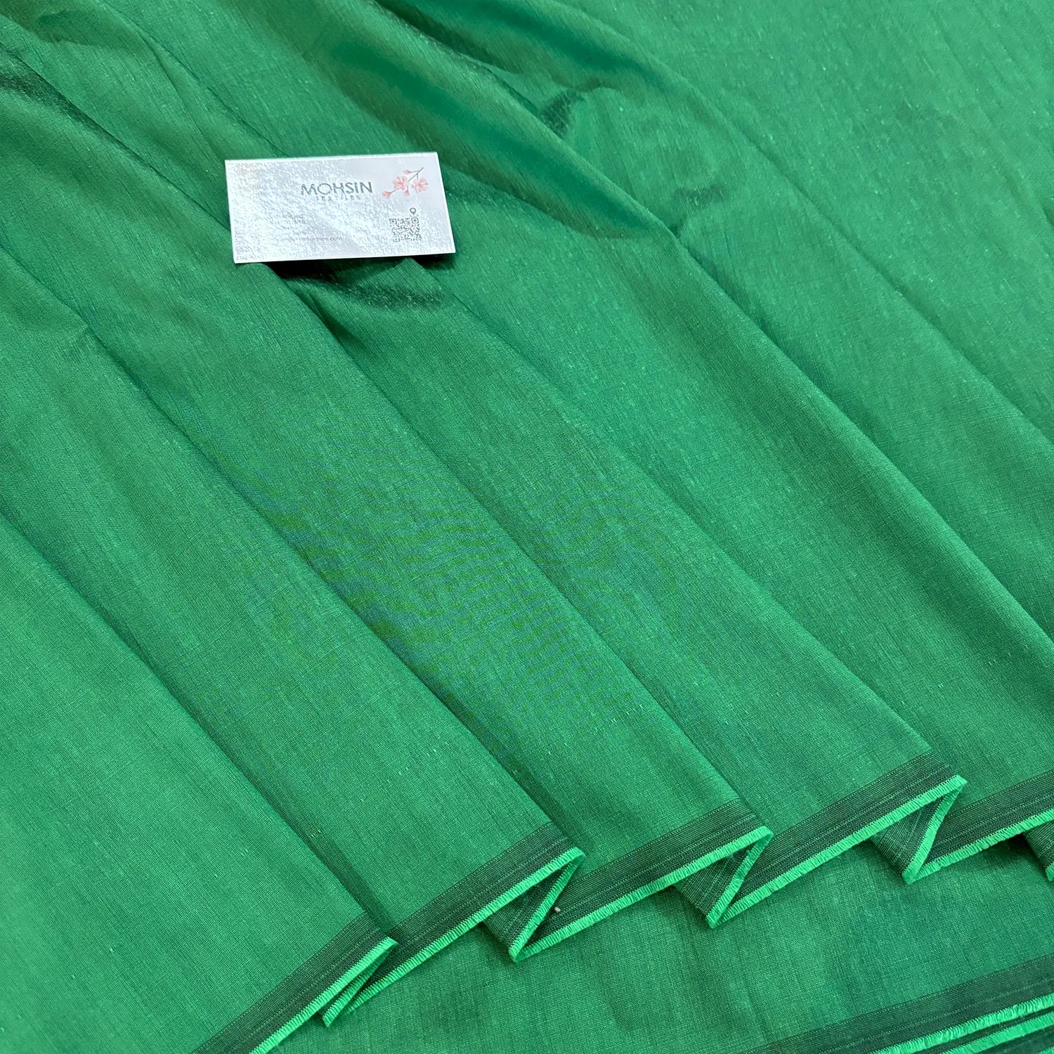 Green Plain Cotton Silk Fabric