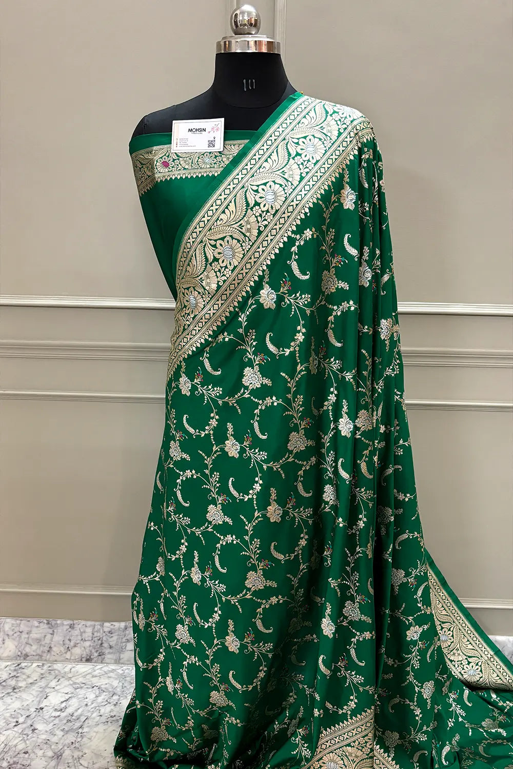 Green Suhani Jaal Katan Silk Banarasi Saree