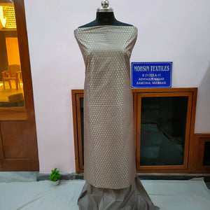Grey Chunri Pattern Katan Silk Banarasi Suit