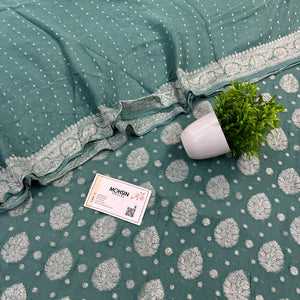 Light Firozi Golden Zari Pure Georgette Silk Banarasi Suit