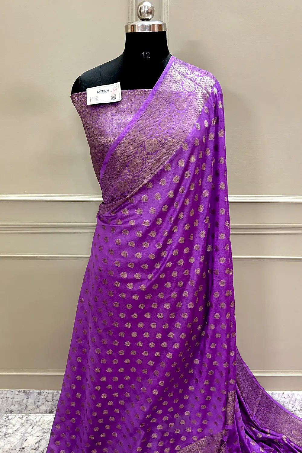 Magenta Zari Georgette Silk Banarasi Saree
