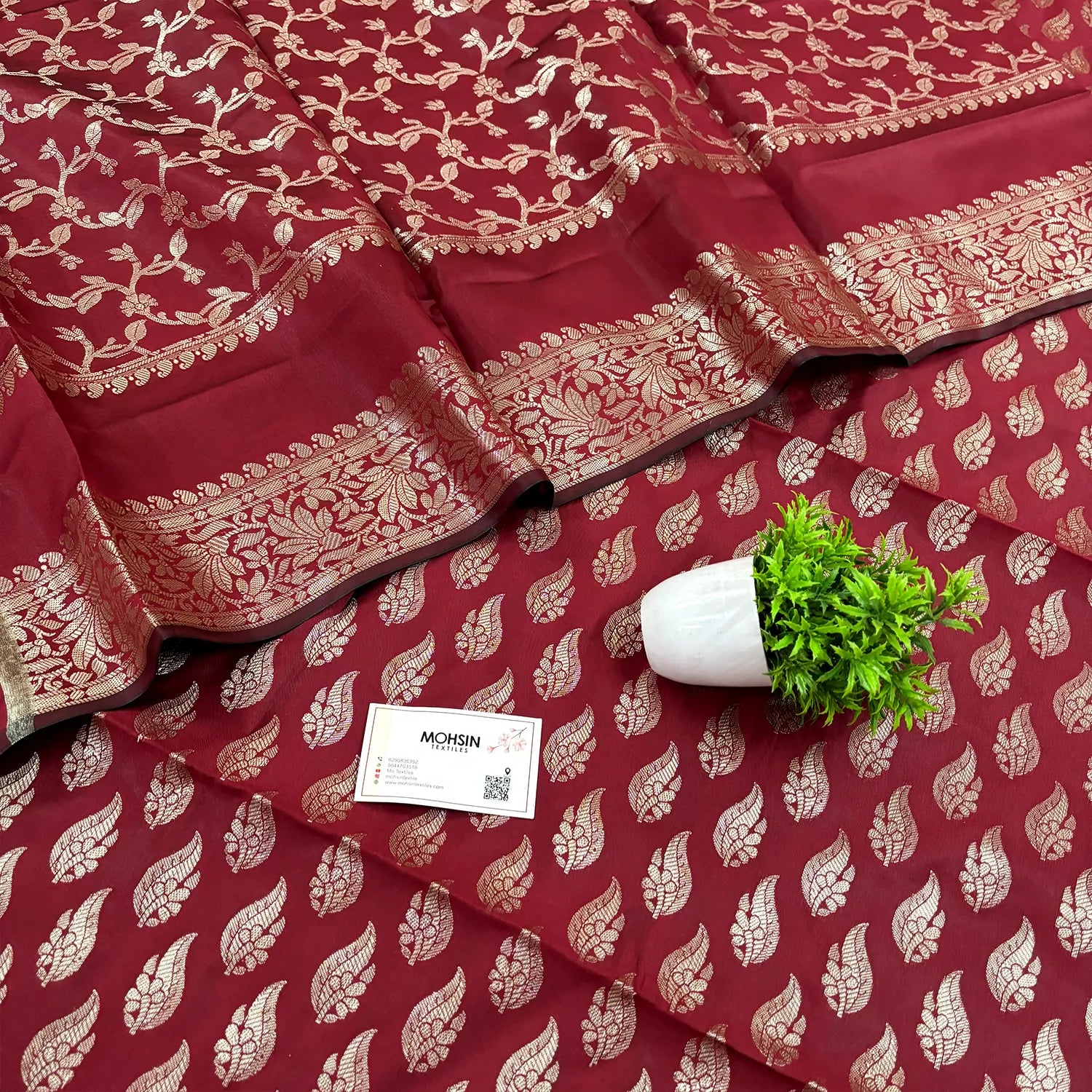 Maroon Agnipath Buti Satin Silk Banarasi Suit