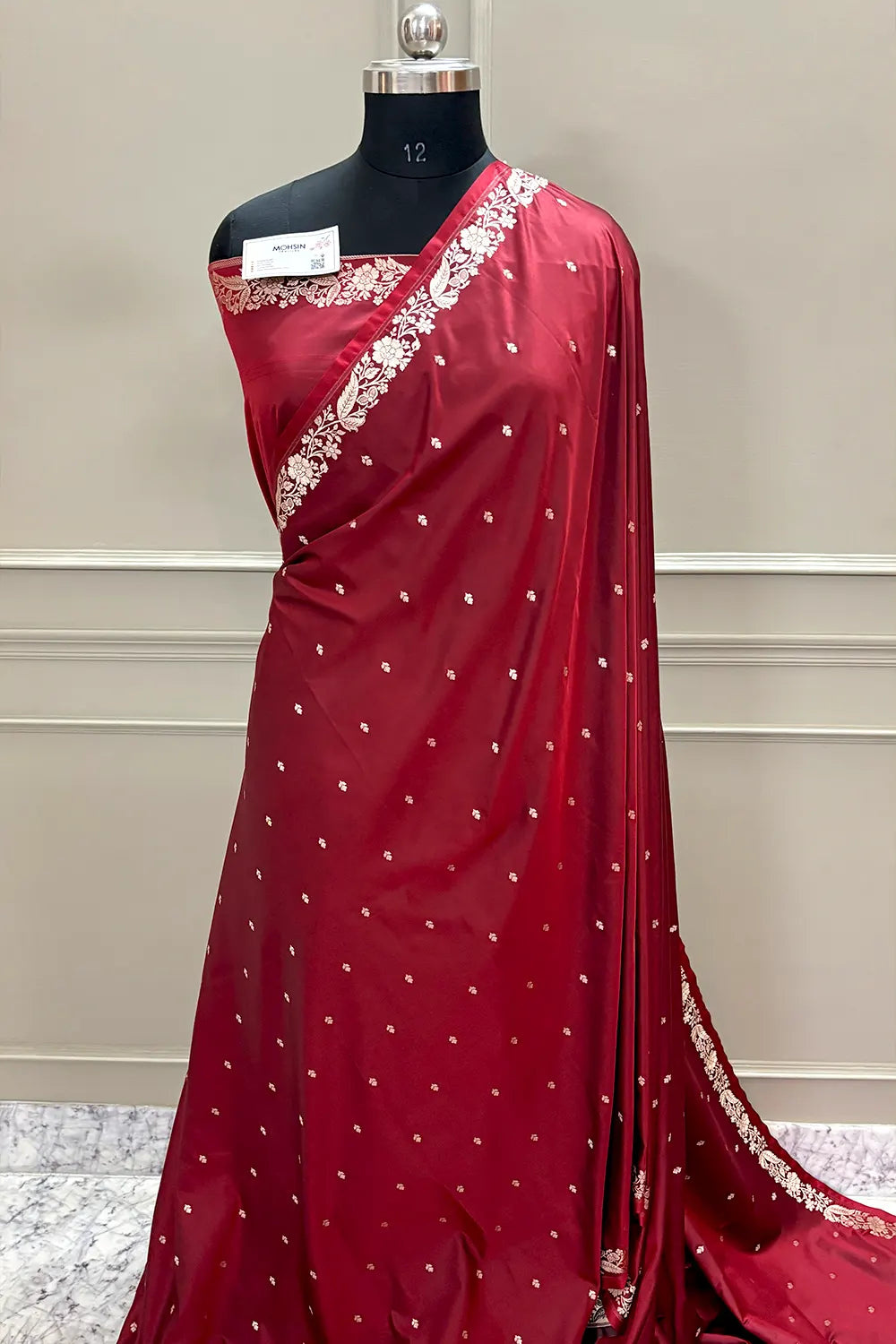 Maroon Golden Zari Katan Silk Banarasi Saree