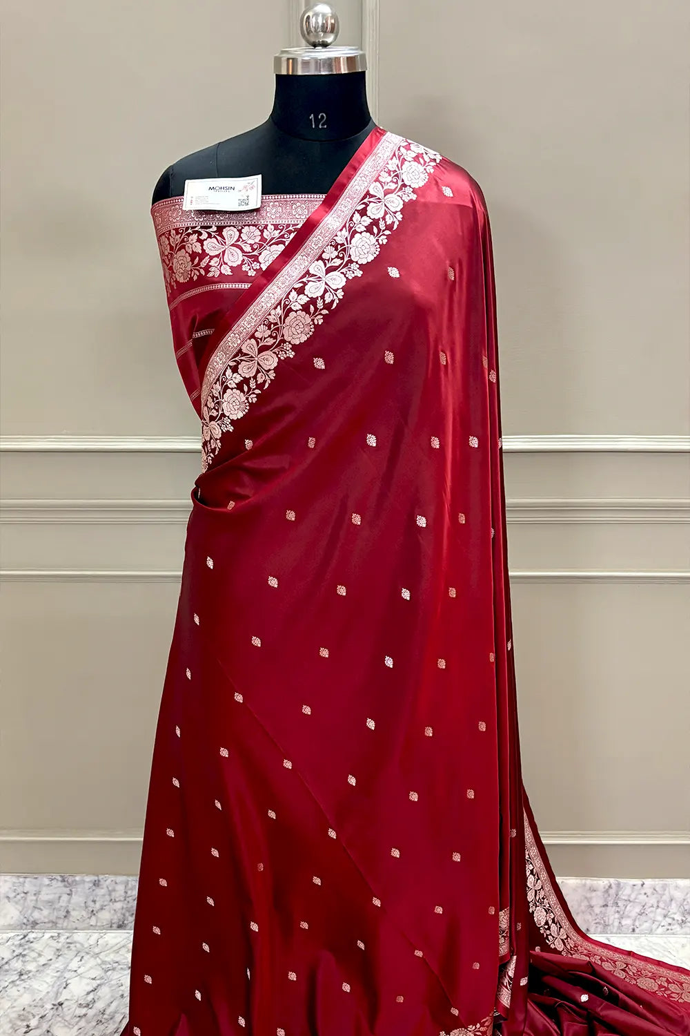 Maroon Golden Zari Katan Silk Banarasi Saree
