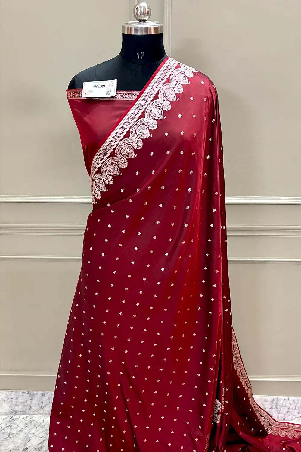 Maroon Golden Zari Katan Silk Banarasi Saree