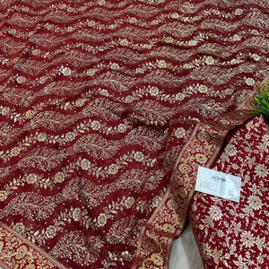 Maroon Stone Work Kimkhab Silk Banarasi Gharara