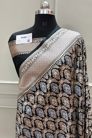 Nita Ambani Black Katan Silk Banarasi Saree