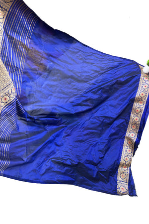 Nita Ambani Royal Blue Handloom Katan Silk Banarasi Saree