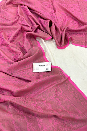 Peach Resham Zari Silk Banarasi Stole