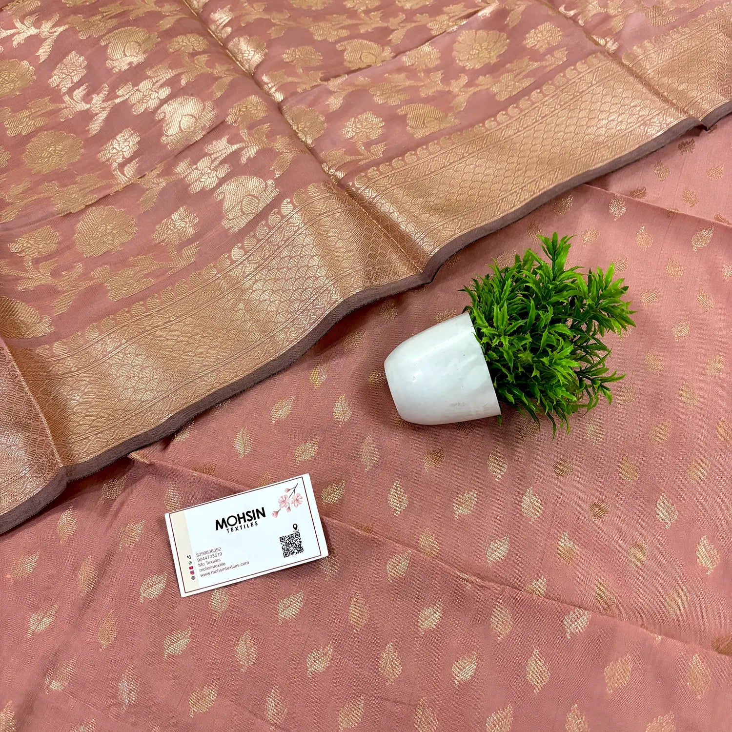 Peach Sunehri Pankh Satin Silk Banarasi Suit