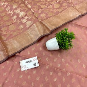 Peach Sunehri Pankh Satin Silk Banarasi Suit