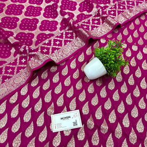 Pink Golden Zari Georgette Silk Banarasi Suit