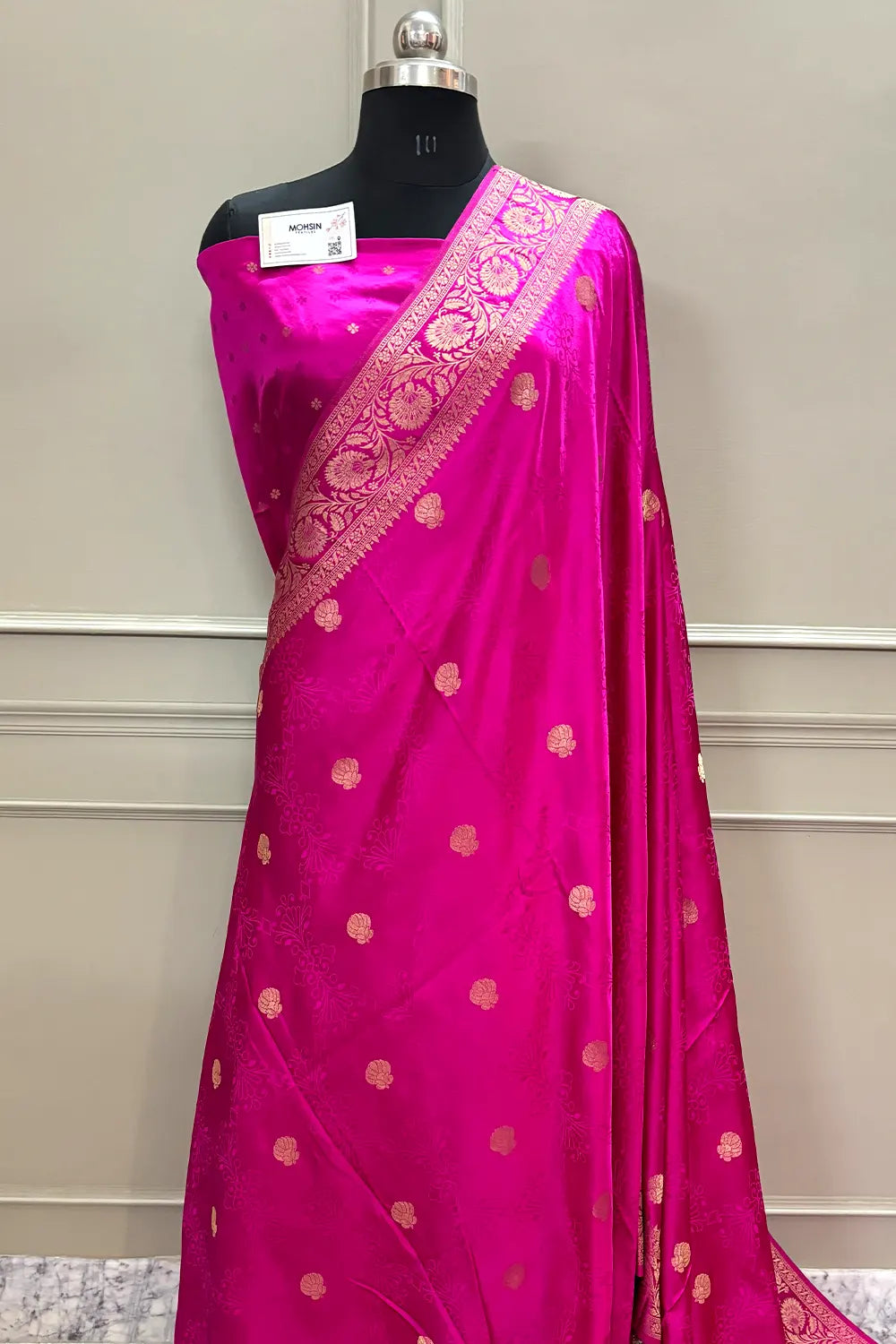 Pink Golden Zari Katan Silk Banarasi Saree