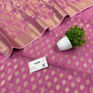 Pink Golden Zari Resham Silk Banarasi Suit