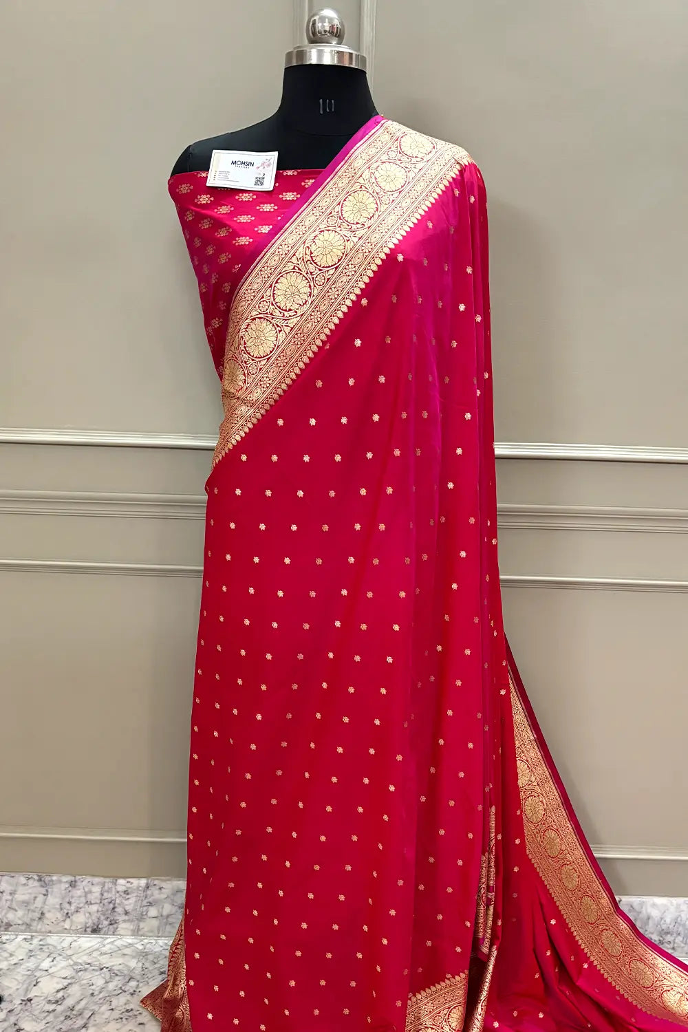 Pink Nanhikali Katan Silk Banarasi Saree