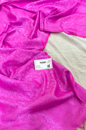 Pink Resham Zari Silk Banarasi Stole