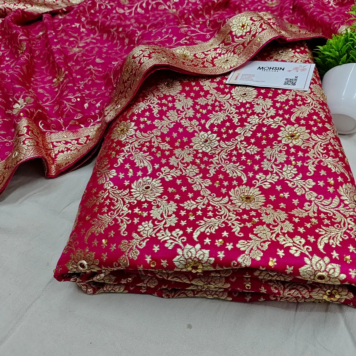Pink Stone Work Kimkhab Silk Banarasi Gharara
