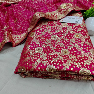 Pink Stone Work Kimkhab Silk Banarasi Gharara