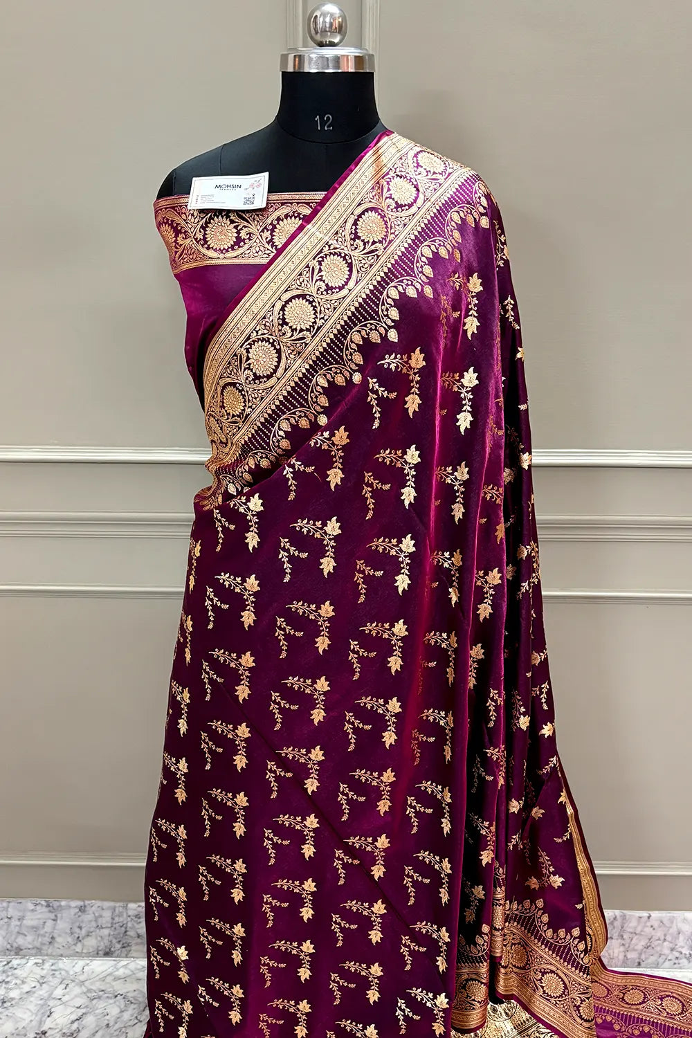 Purple Floranza Katan Silk Banarasi Saree