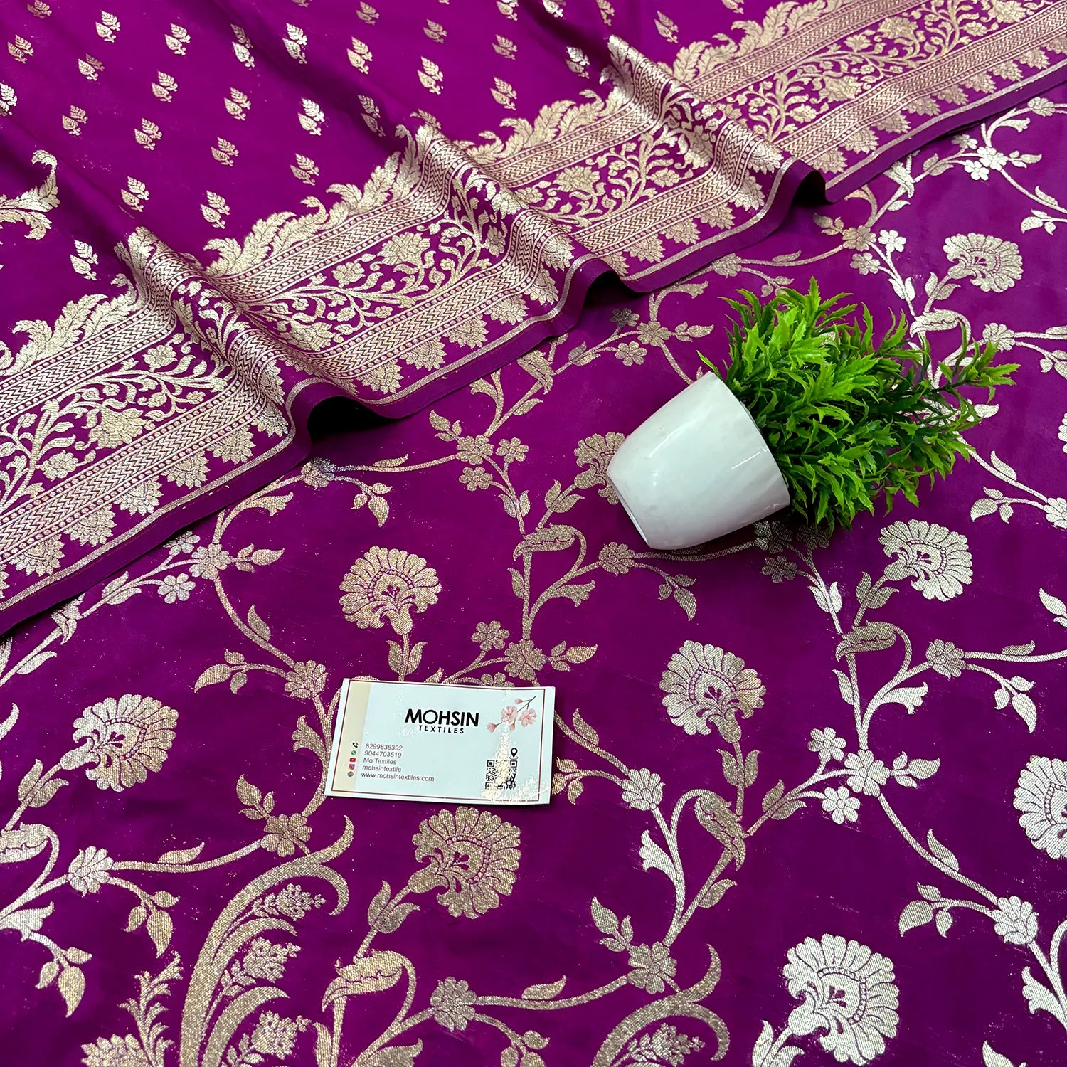 Purple Golden Zari Katan Silk Banarasi Suit