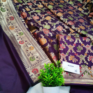 Purple Meenakari Katan Silk Banarasi Suit
